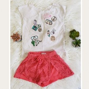 Girls Crochet Shorts Summer Top